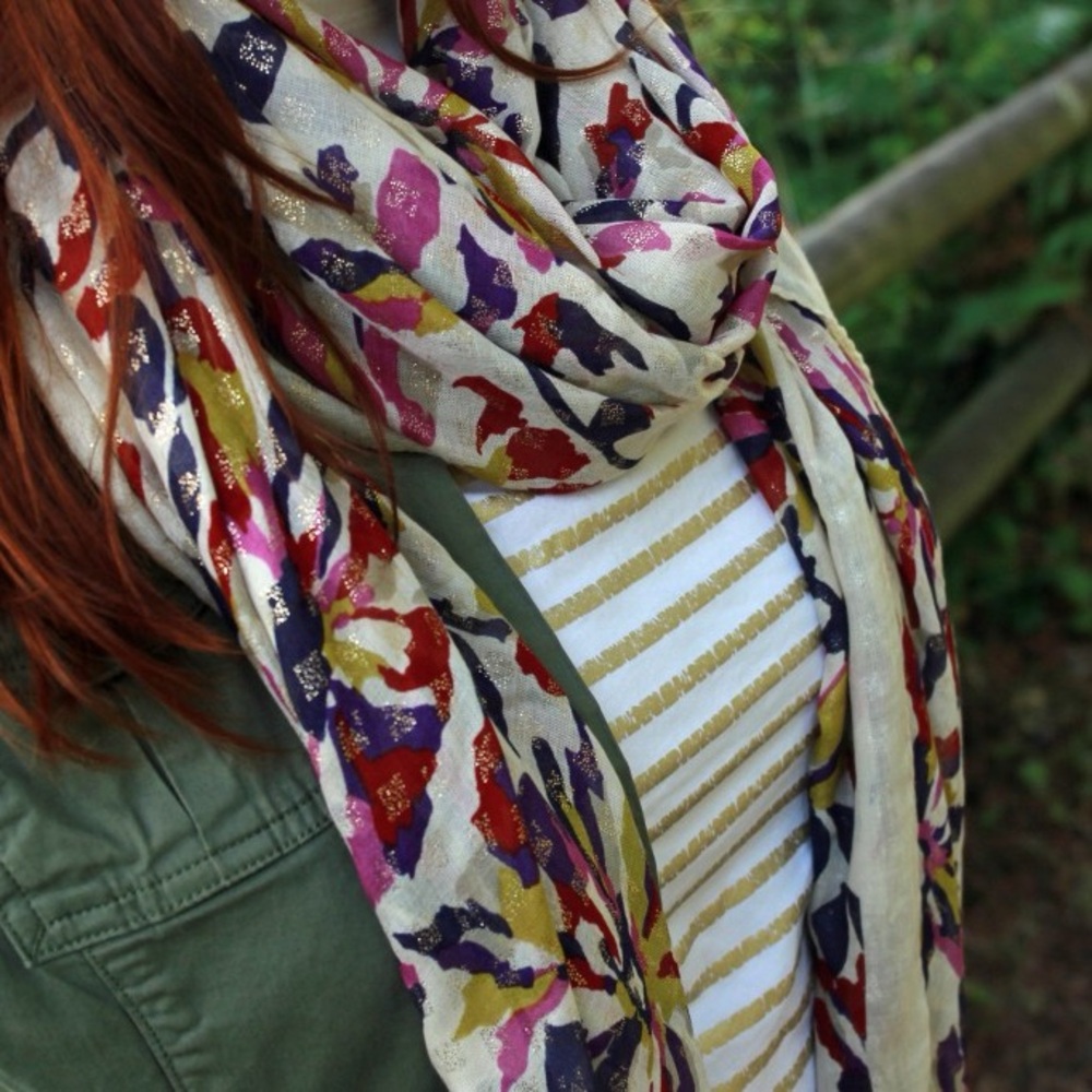 Marc by Marc Jacobs Purple Multi Floral Print Scarf - Picture 10 of 11